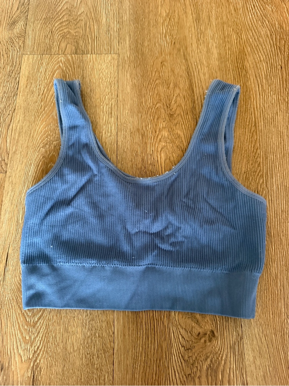 aerie Ribbed Scoop Bralette in Slate Blue